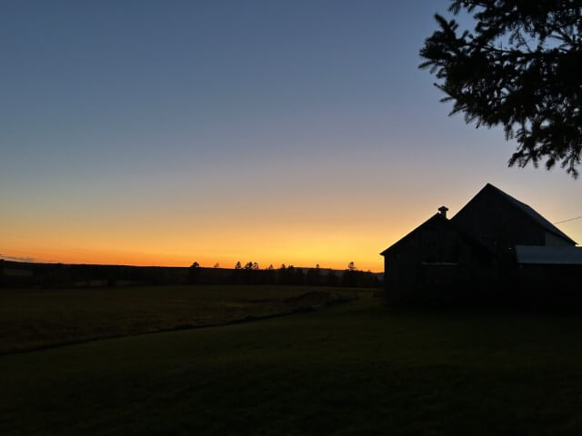 Barn at sunset